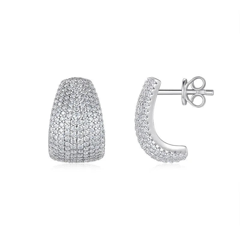 S925 sterling silver geometric stud earrings with D-E colour extremely white moissanite stones