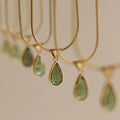 Retro water drop necklace with mixed gem pendant on snake bone chain