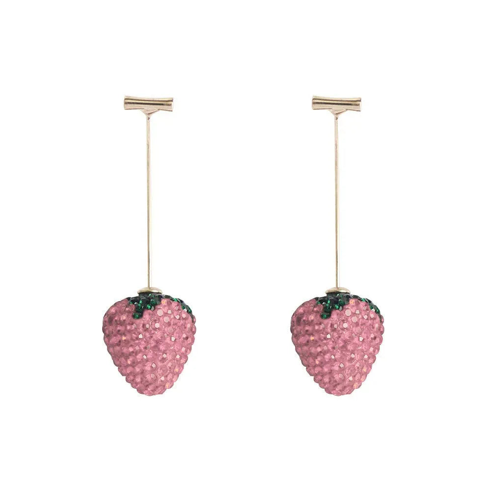Spot drill geometric strawberry earrings for women in six colour variations