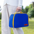 Insulated lunch box bag in textured cloth with heat preservation function and large capacity bento handbag design