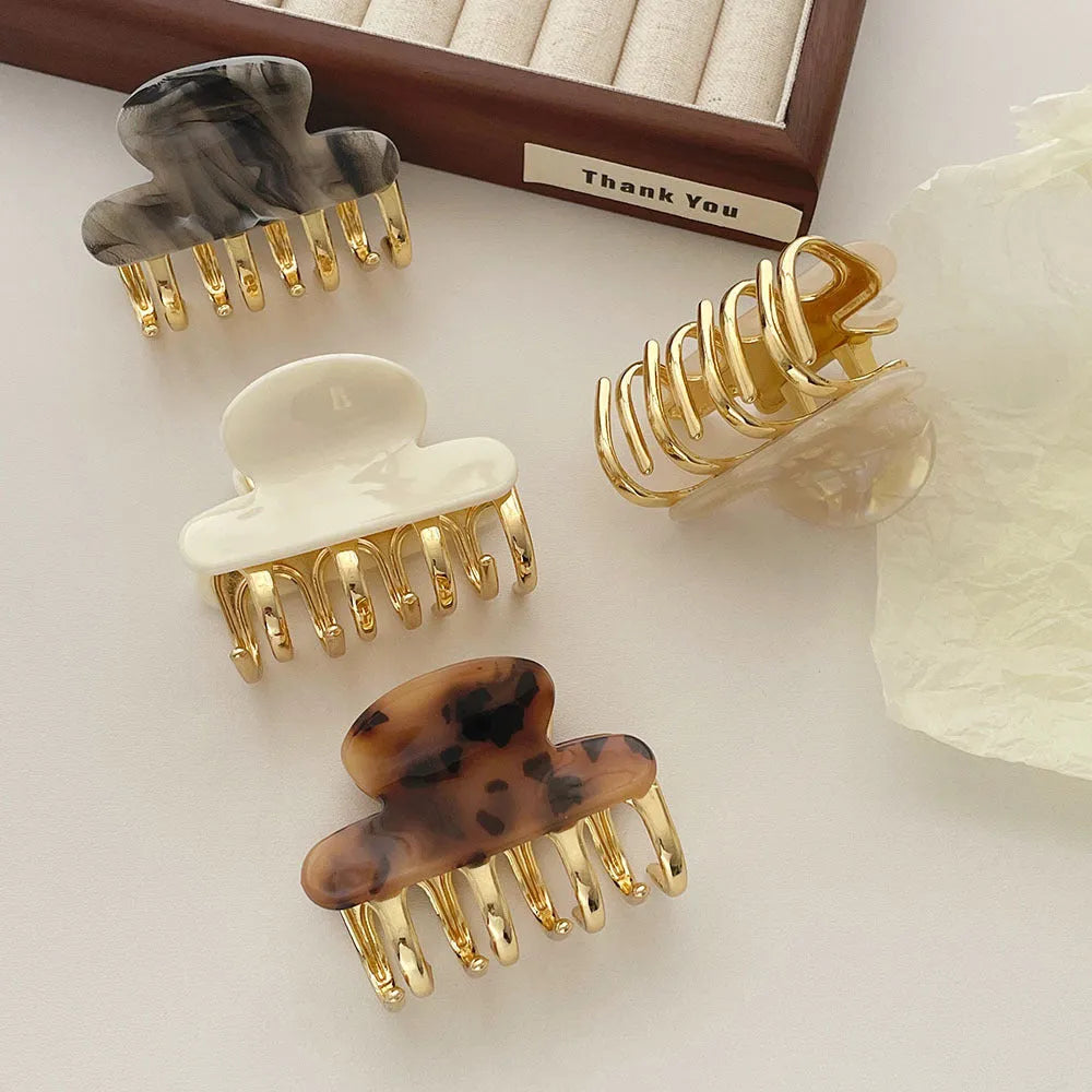 Dopamine retro acetate metal grip hair barrettes in four colour variations