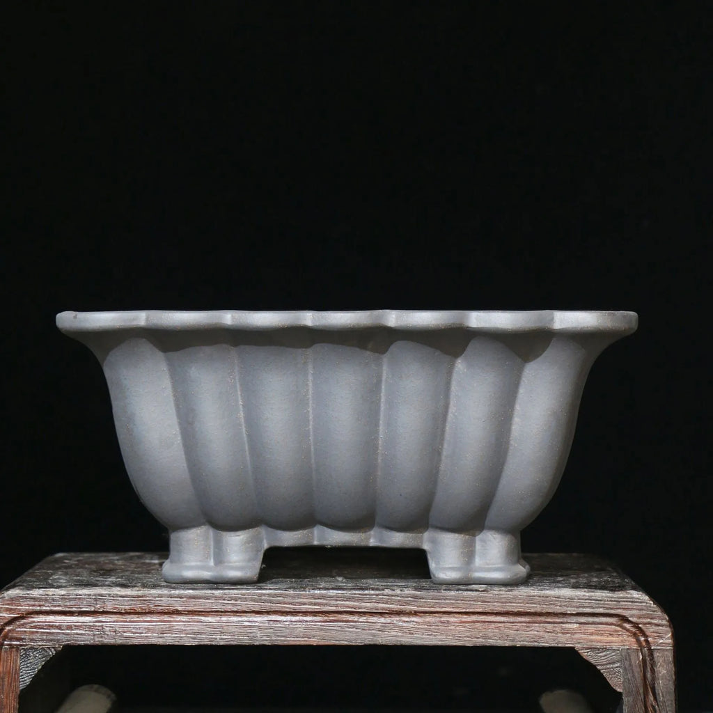 Square purple sand ceramic flower pot for desktop bonsai with 37cm diameter and classical design