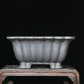 Square purple sand ceramic flower pot for desktop bonsai with 37cm diameter and classical design