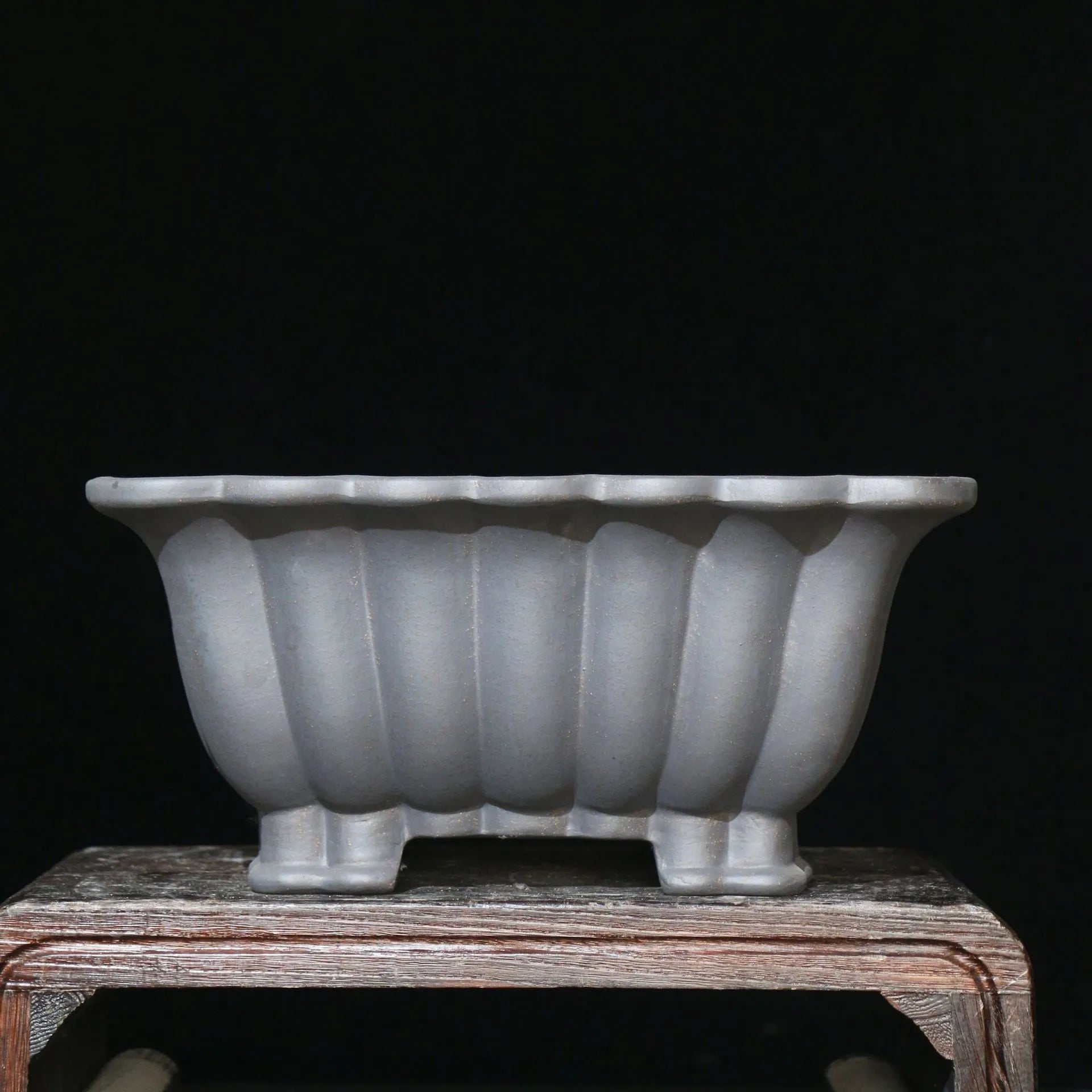 Square purple sand ceramic flower pot for desktop bonsai with 37cm diameter and classical design