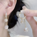 Silver confession balloon and rhinestone tassel ball drop earrings with clip-on backs