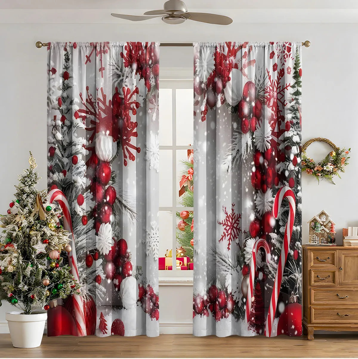 3D digital printed polyester Christmas curtains in modern simple style with high sunshade function