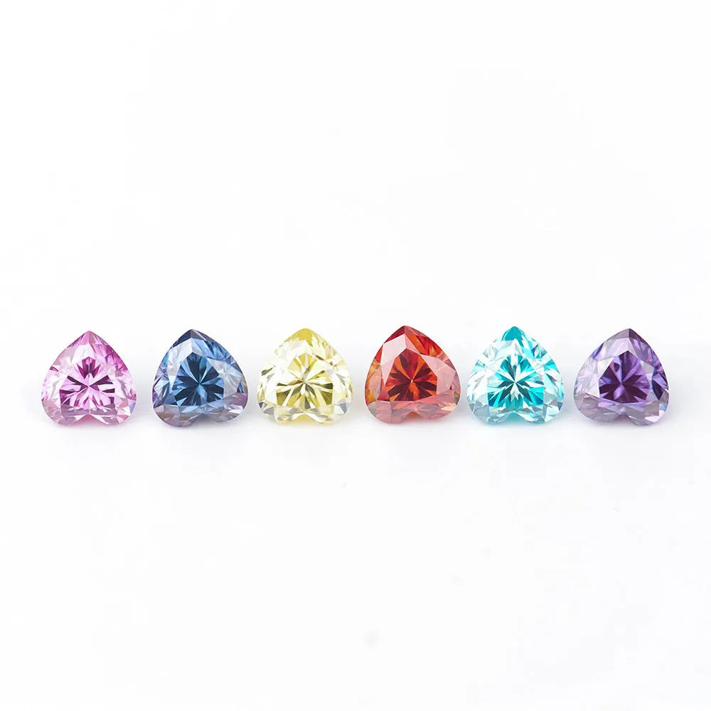 Lemon yellow heart-shaped moissanite stone with faceted surfaces