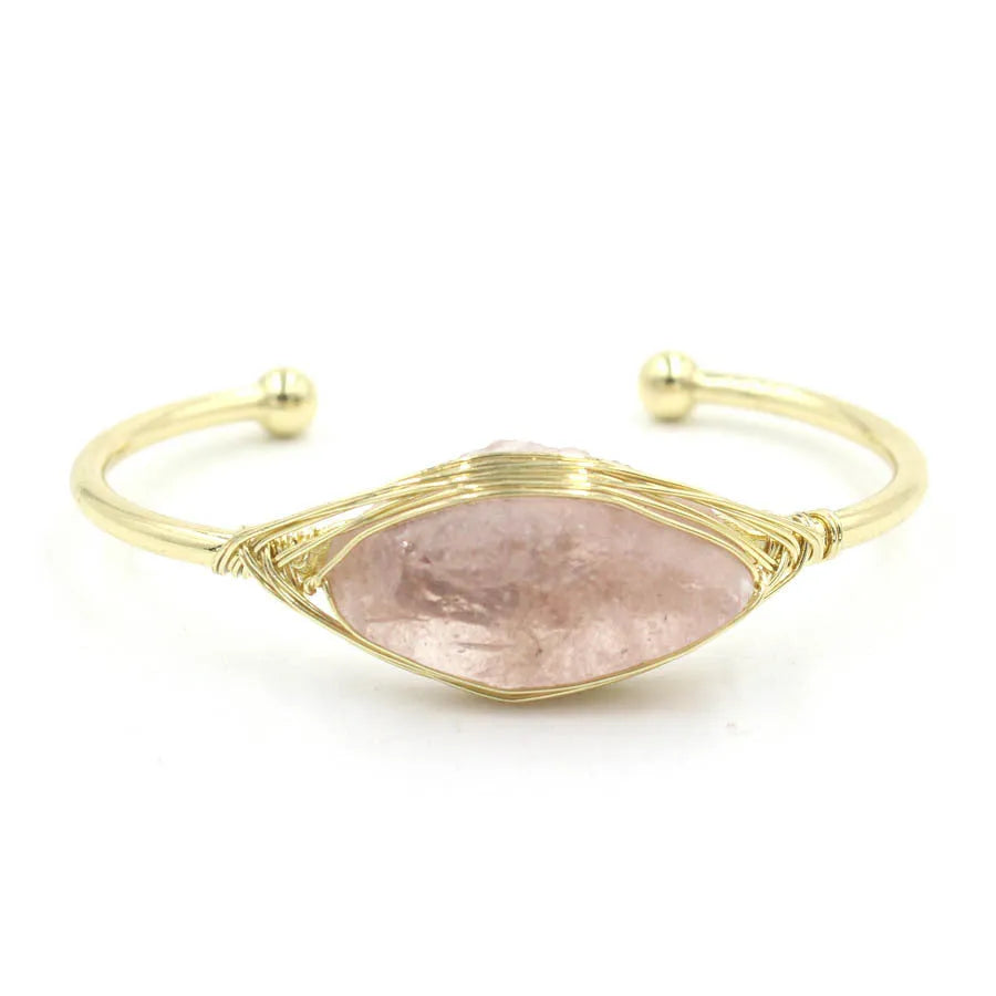 Natural raw gemstone bracelet with winding 8mm crystals in multiple colour options
