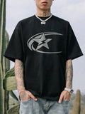 Men's pure cotton short sleeve T-shirt with Japanese retro style in dark grey colour