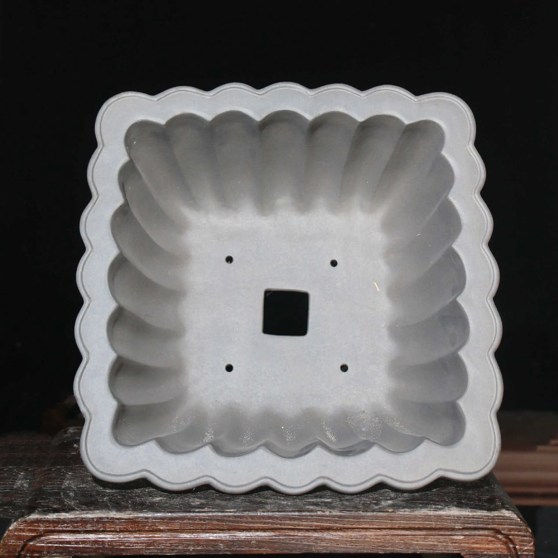 Square purple sand ceramic flower pot for desktop bonsai with 37cm diameter and classical design