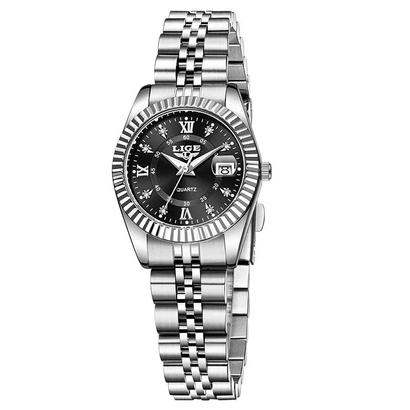 Women's quartz fashion watch in gold and silver colour options with 10mm thickness