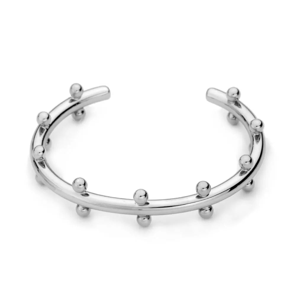 Stainless steel C-shaped bracelet with rivet-shaped bean beads and personality texture in three colour options