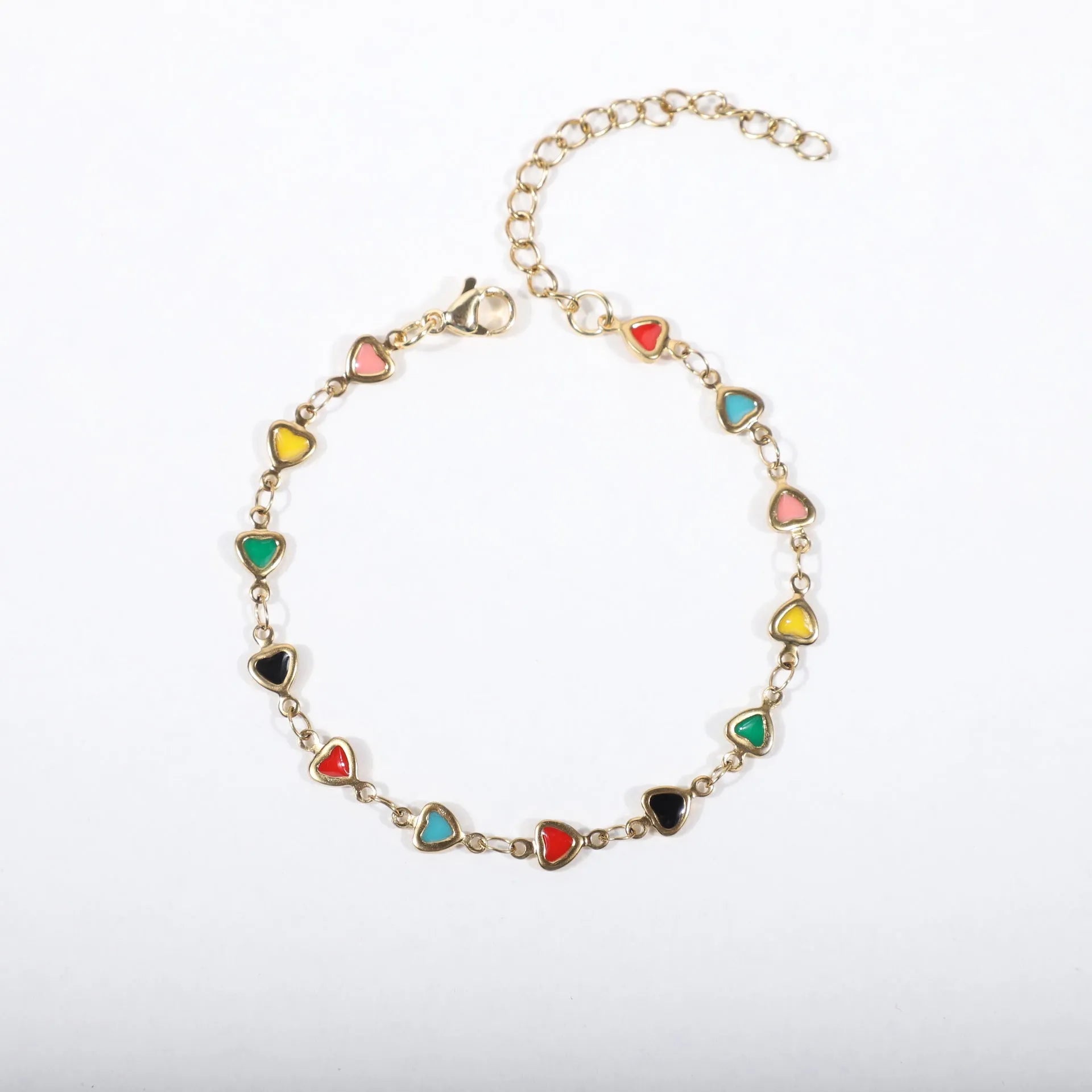 Stainless steel bracelet with heart design and 18K gold colour finish in multiple colour options