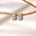 Stainless steel U-shaped clip earrings with zircon detailing in colour E5772P