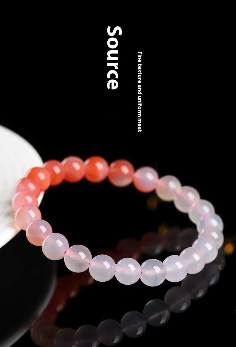 Yanyuan agate bracelet with natural gradient colour and geometric bead shape in salt source pattern