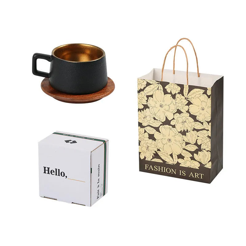 Office gift tumbler coffee cup set with metallic gift box and 250ml capacity