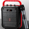 Black MS62AI portable Bluetooth speaker with wireless microphone and remote control
