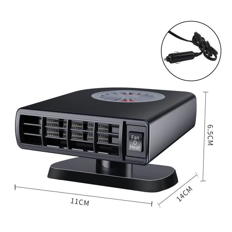 Black vehicle-mounted heater with adjustable head for car defrosting and defogging