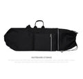 Waterproof nylon skateboard backpack in camouflage, showing large capacity for fishing rods and sports gear.