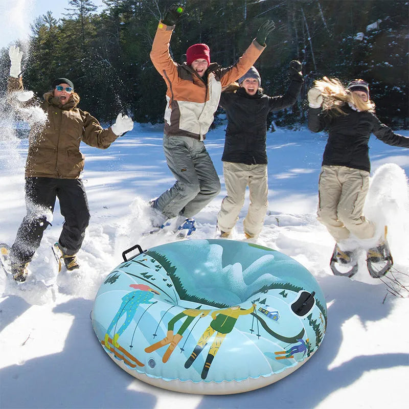 Creative printed PVC ski ring for winter outdoor activities in three colour designs