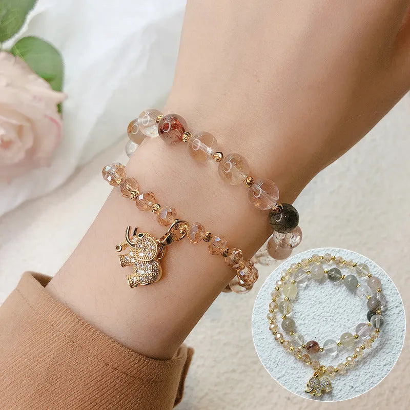 Women's retro ethnic bracelet with 521 colour hair crystal stones and adjustable beaded design