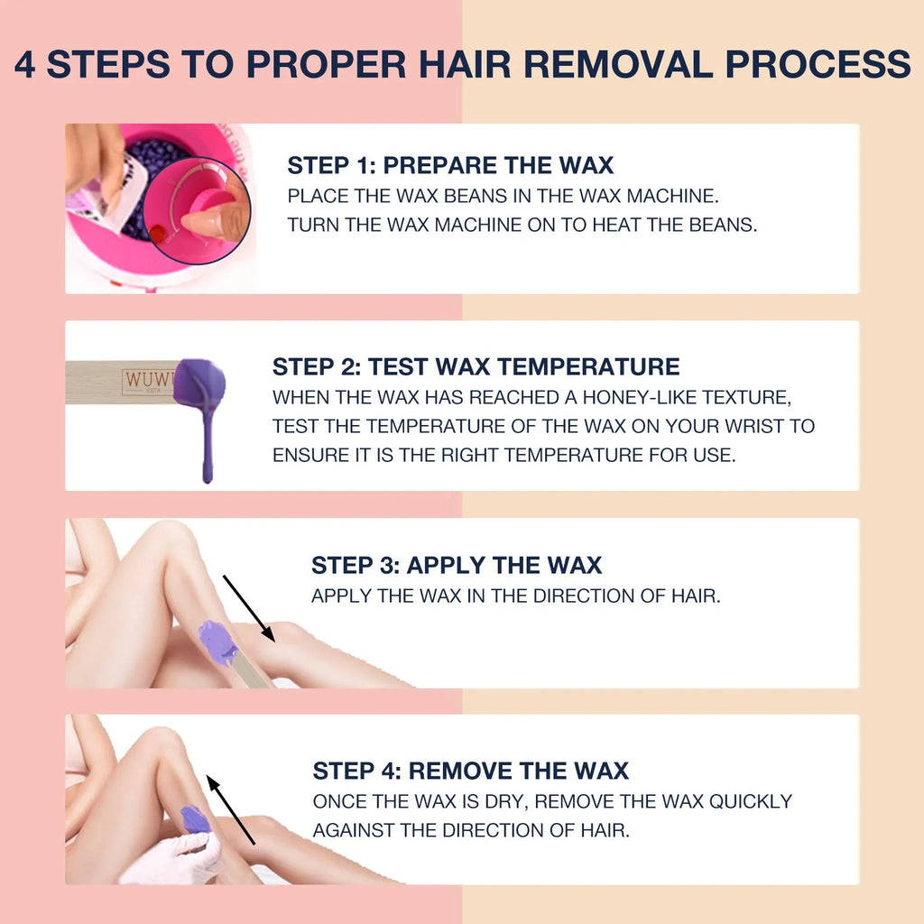 27-piece hair removal waxing kit showing wax beads, electric warmer and applicator sticks