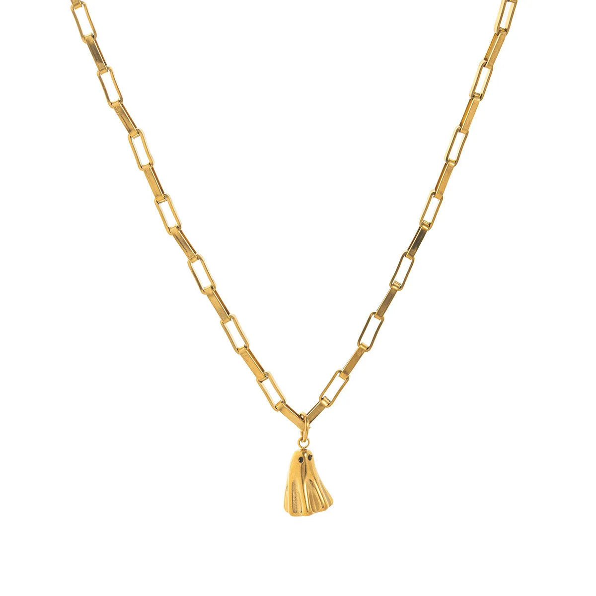 Ghost pendant necklace with titanium steel spectral pendant on stainless steel twisted chain