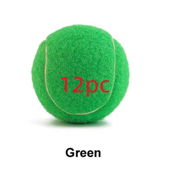Colourful 6.3cm diameter rubber dog tennis ball toy in blue, green, pink, and red on a white background.