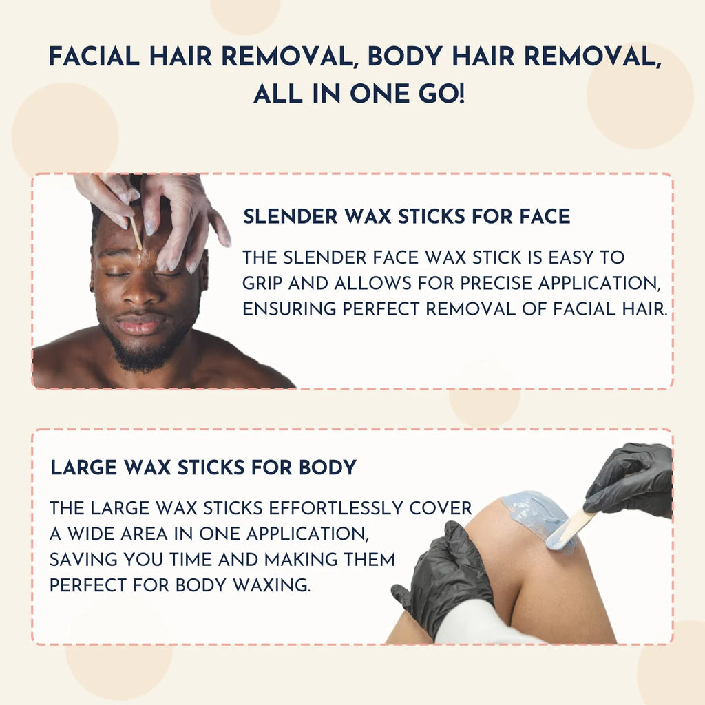 27-piece hair removal waxing kit showing wax beads, electric warmer and applicator sticks