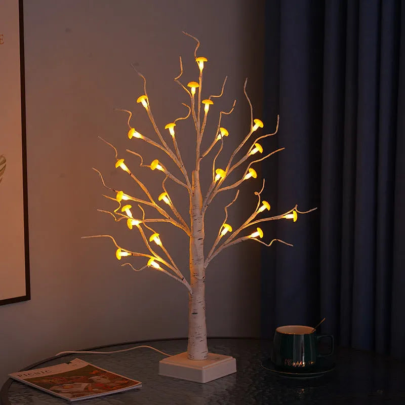 60cm tall mushroom tree lamp with 24 detachable flowers and warm LED lighting