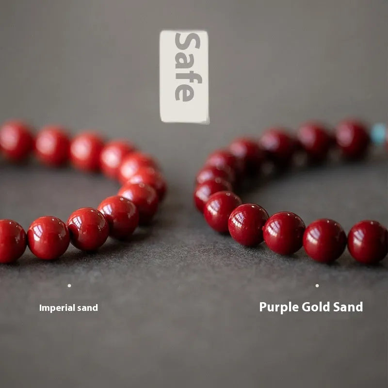 Cinnabar Hetian Jade bracelet with elliptical geometric beads in purple gold sand colour showing 6mm, 8mm, and 10mm size options