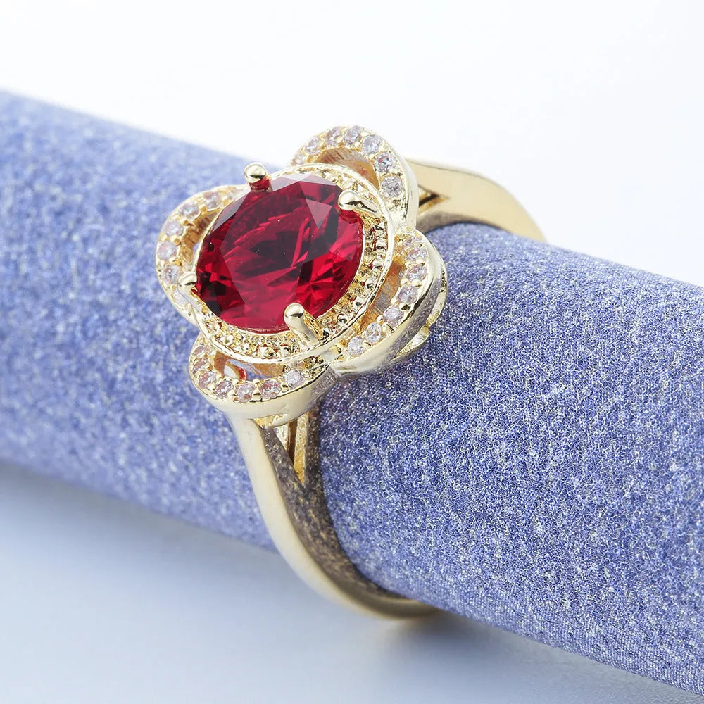 Copper fruit-shaped zircon ring with electroplated finish in colour 10-6-1395