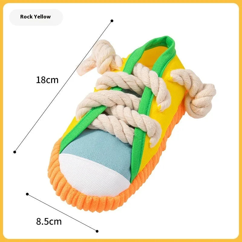 Dog sound slippers toy in plastic with self-hi feature for chewing and bending actions