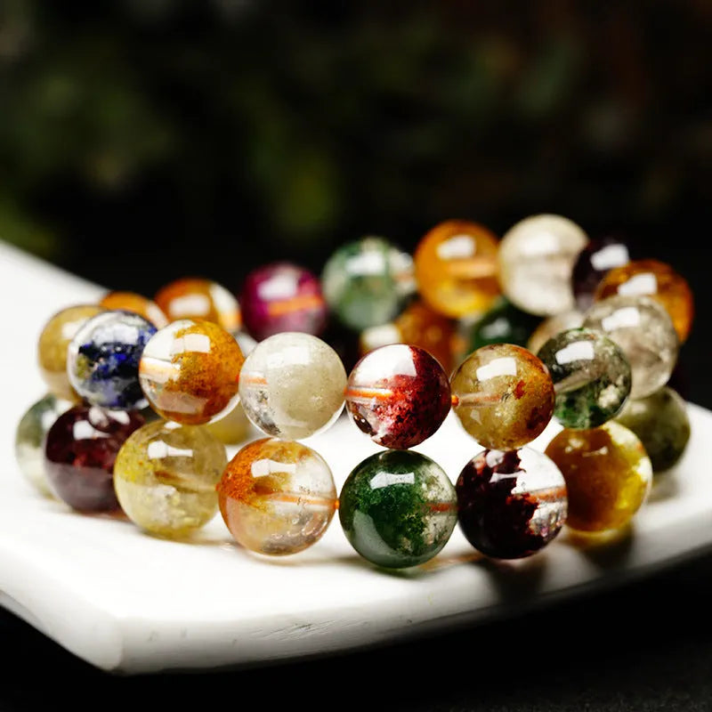 Crystal bracelet with ghost cornucopia design in four seasons colours and 10mm retro ethnic ball style
