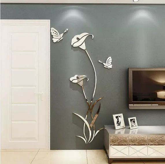 3D stereo lily pattern acrylic wall sticker in multiple colour options