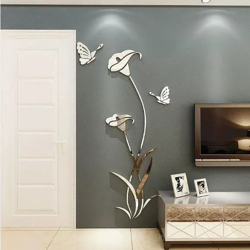 3D stereo lily pattern acrylic wall sticker in multiple colour options