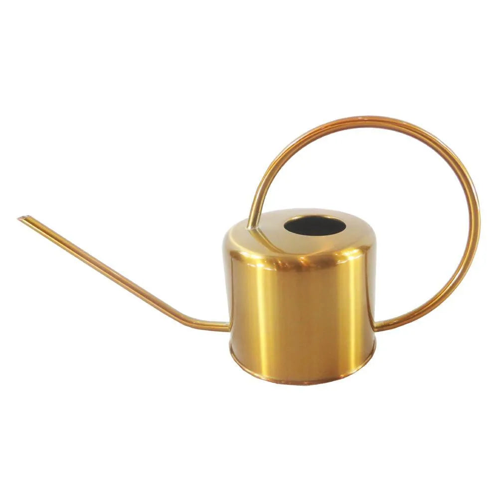 Stainless steel 2 litre watering can with a long spout, shown in black, gold, and silver colour options.