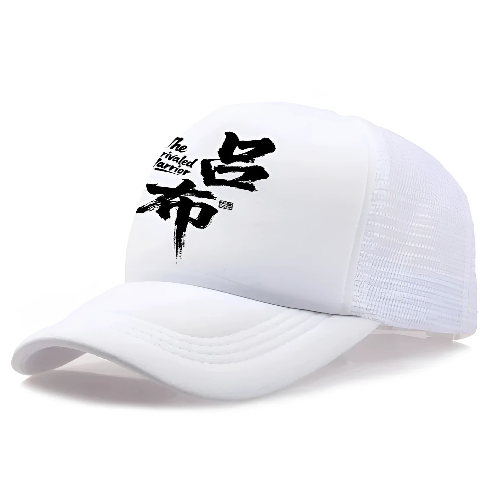 Men's adjustable polyester baseball cap shown in available colours: black, blue, green, grey, pink, and white.
