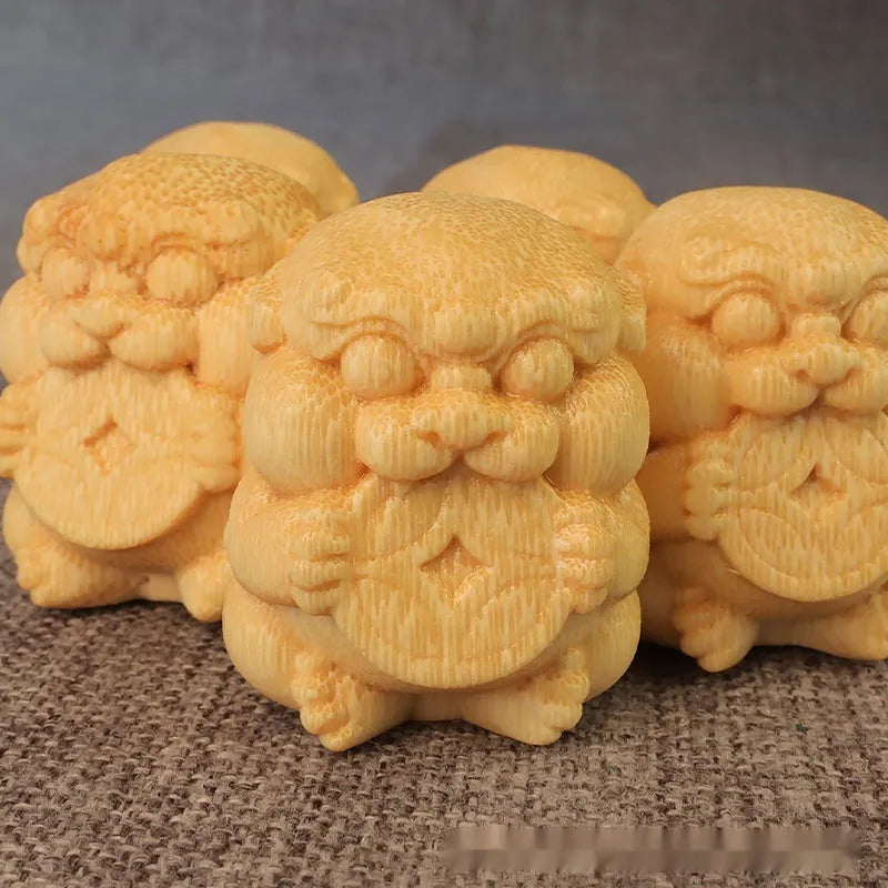 Solid bamboo carving ornament with traditional craft details, 4.5cm height