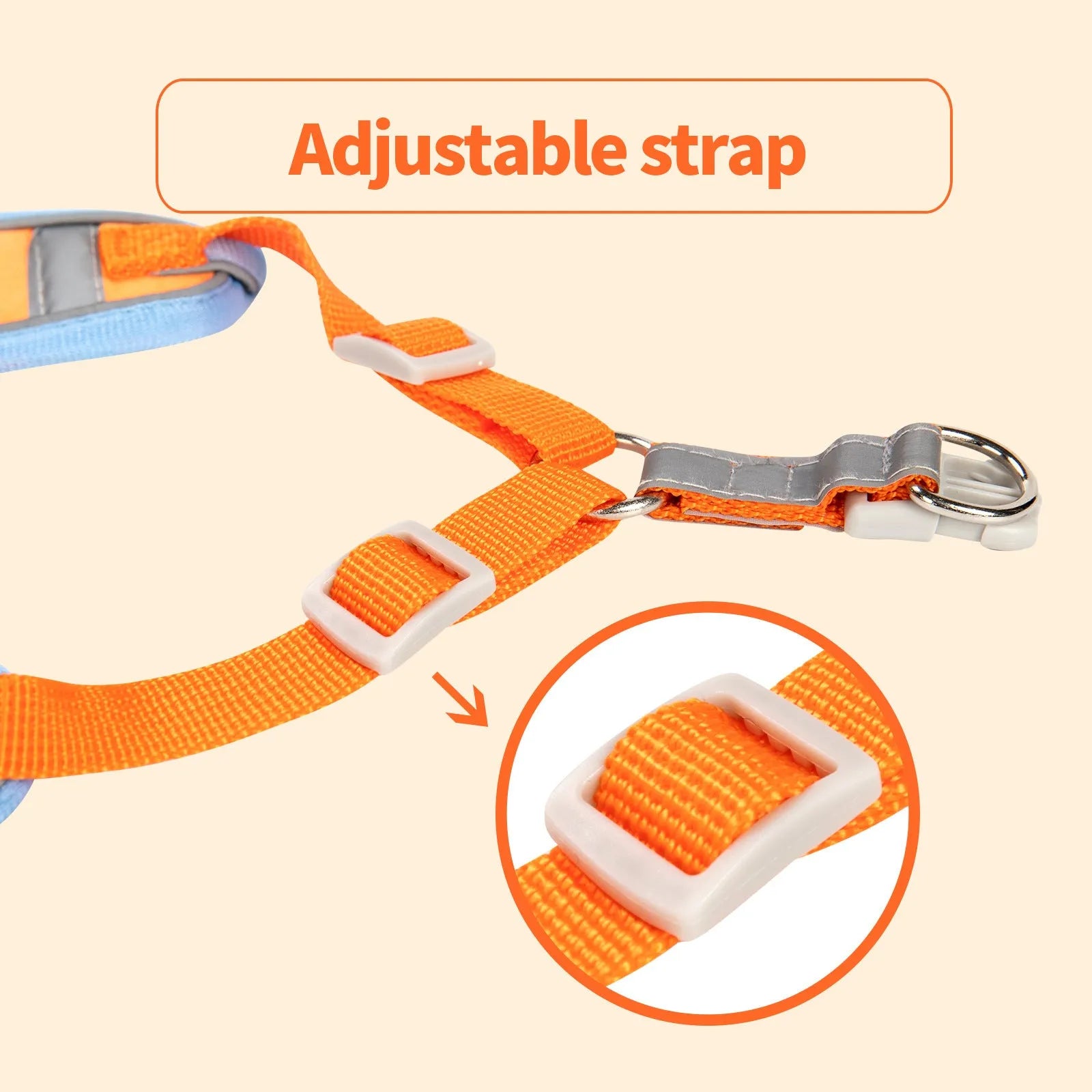 Adjustable dog harness with chest strap in various colours and sizes for haulage rope attachment.