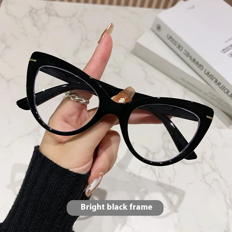 Women's large cat's eye reading glasses with dragon and phoenix decorations on frame in available colours