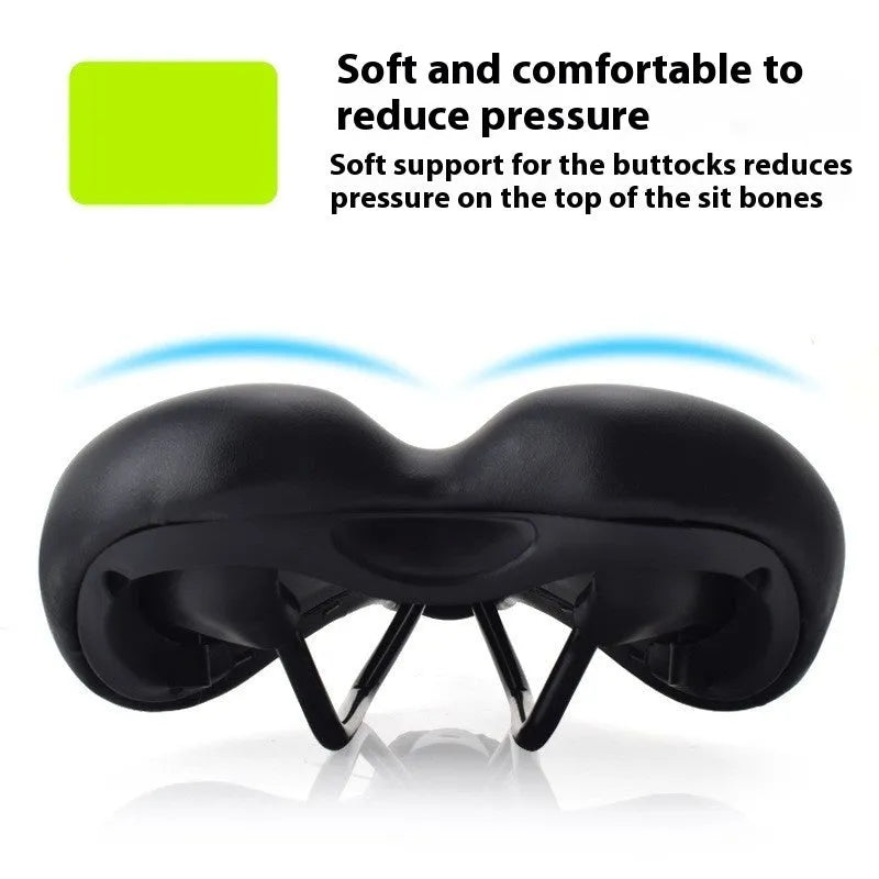 Bicycle seat cushion with hollow centre design, PU leather cover, measuring 270mm by 180mm