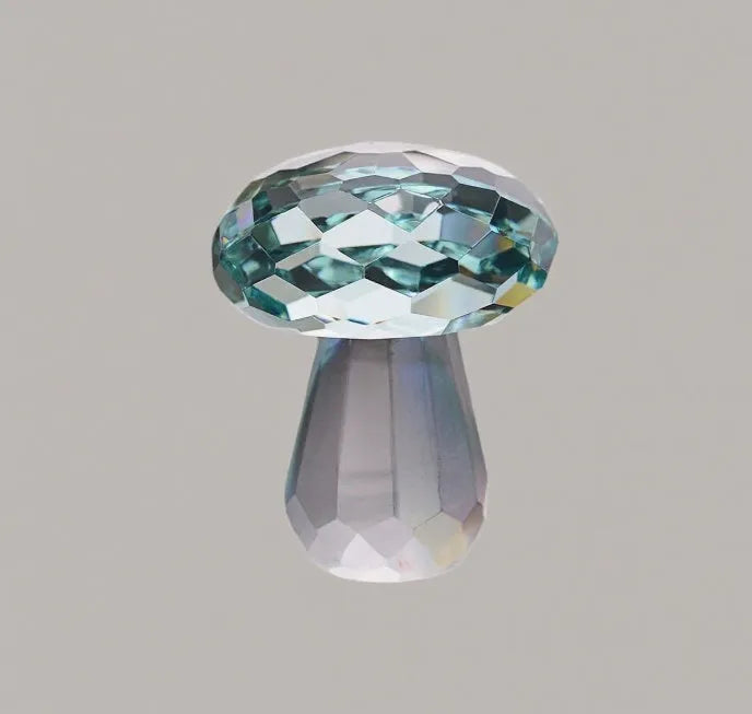 Crystal mushroom decorative ornament measuring 40 x 53mm in modern geometric style