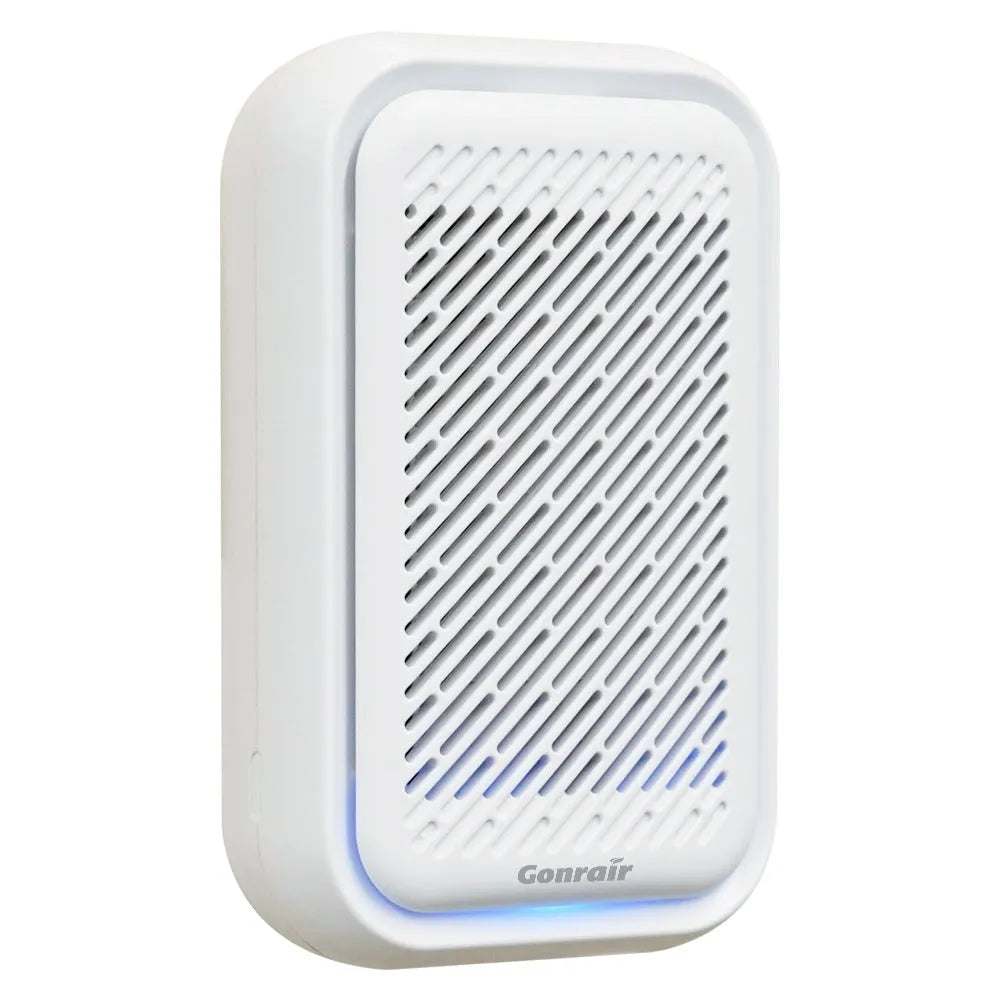 White wall-mounted air purifier with HEPA filter screen for rooms under 10 square metres