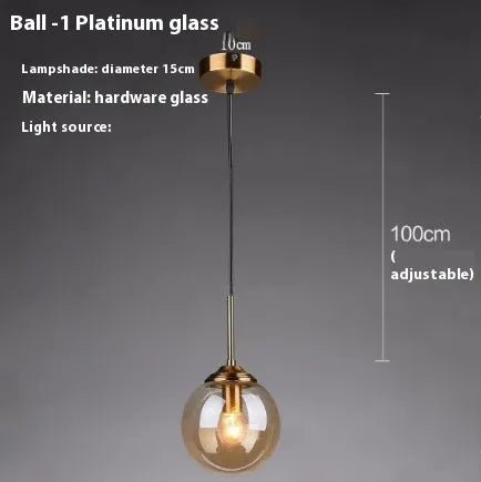 Modern round glass ball chandelier with Nordic design for living room or dining room