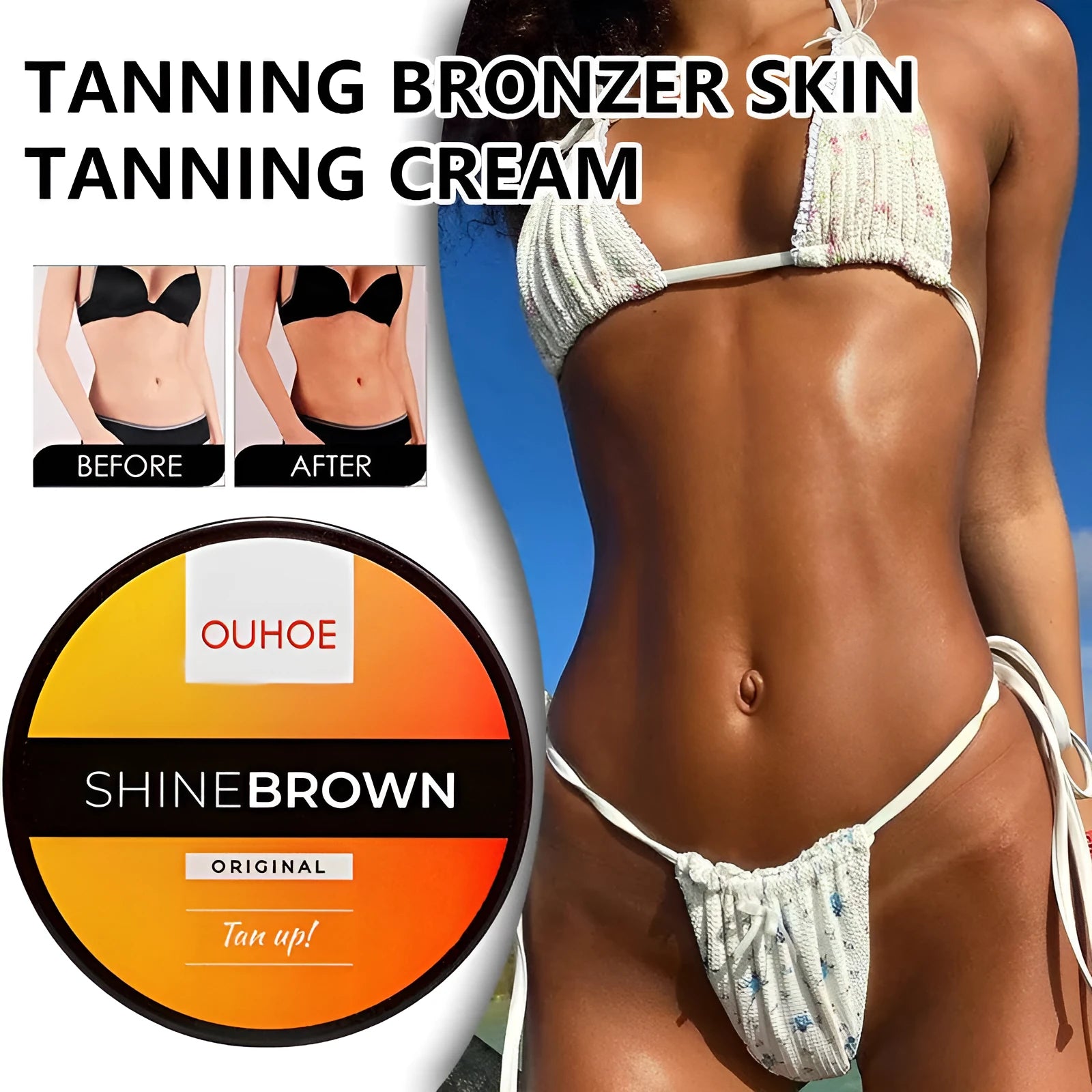 Tanning cream and aloe vera gel combination set in 50g or 100g sizes for natural, deep tanning and after-sun repair.