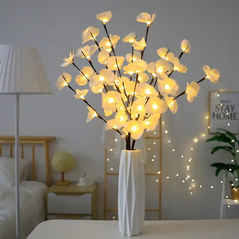 Pink LED phalaenopsis branch decorative light measuring 65cm with battery operation for bedrooms