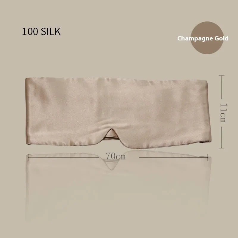 Mulberry silk sleep mask shown in champagne gold colour for light blocking.