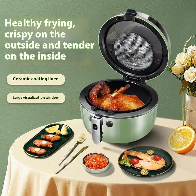 8-litre mechanical button air fryer oven with visible window and nano-ceramic coating