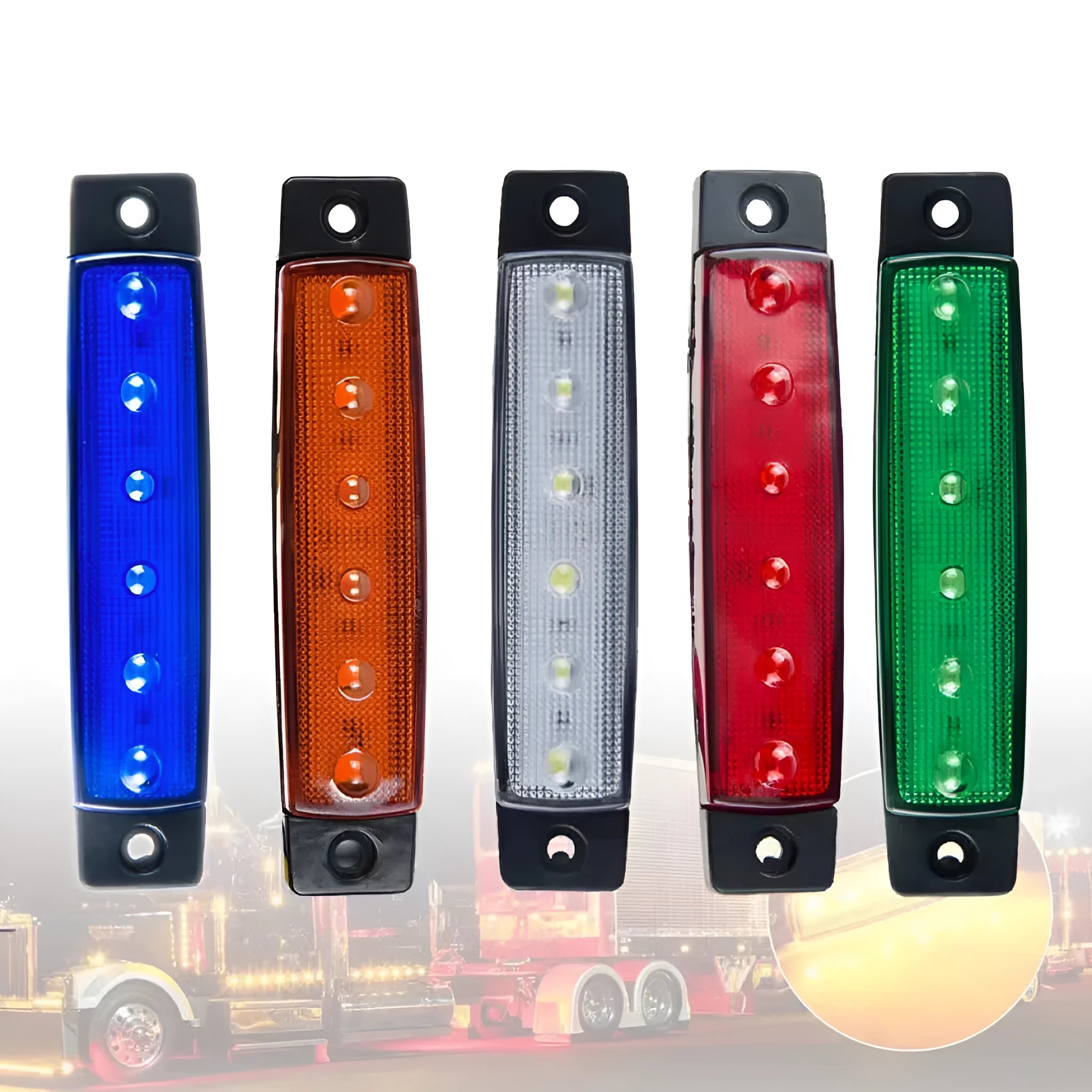 Trailer side warning light in PVC housing with multiple colour options